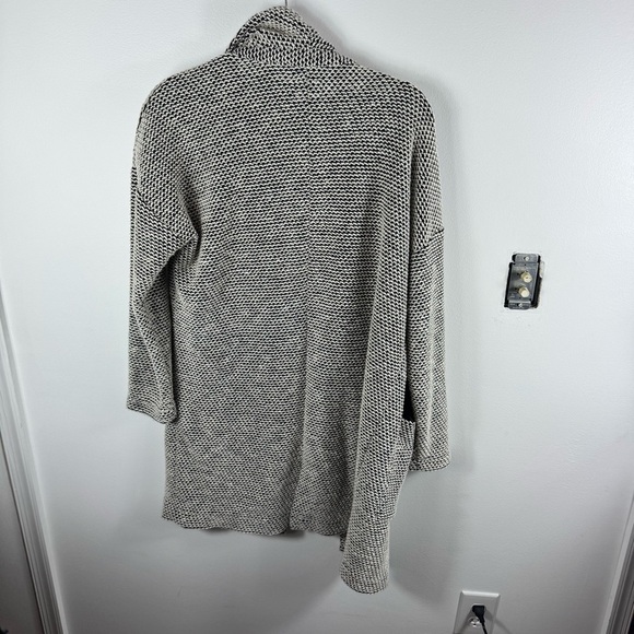 Marine Layer Birdseye Cardigan Sweater Women’s Large Knit Long Black White Layer - Picture 3 of 9